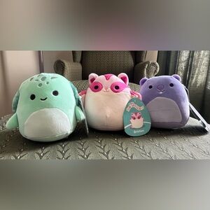 Squishmallows 5” three piece plush set. Groundhog, Turtle and Sugar Glider.